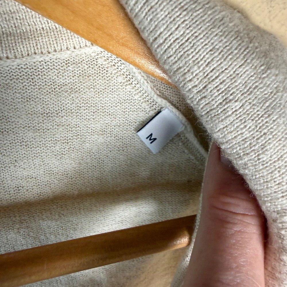 NN07 Ryan Polo 6311 Mens Medium Cream Cotton Linen Italian Yarn Knit Old Money - Picture 3 of 10